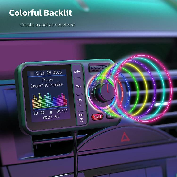 BT98 Colorful Screen Car Bluetooth MP3 Player FM Transmitter Cigarette Lighter Charging