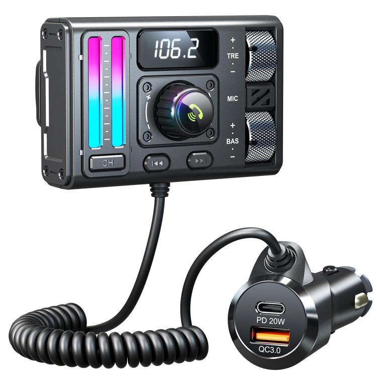 MT02 Car Bluetooth MP3 Player Bass AUX FM Transmitter Cigarette Lighter Charging