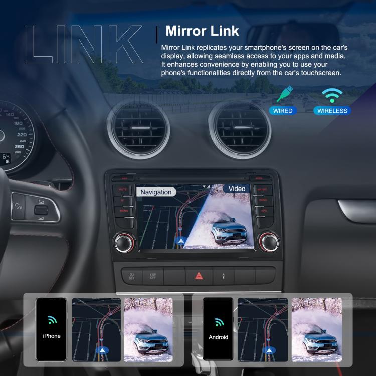 For Audi A3 8P 2003-2012 Android 15 7 inch Smart Central Control Car GPS Navigator Car MP5 Player