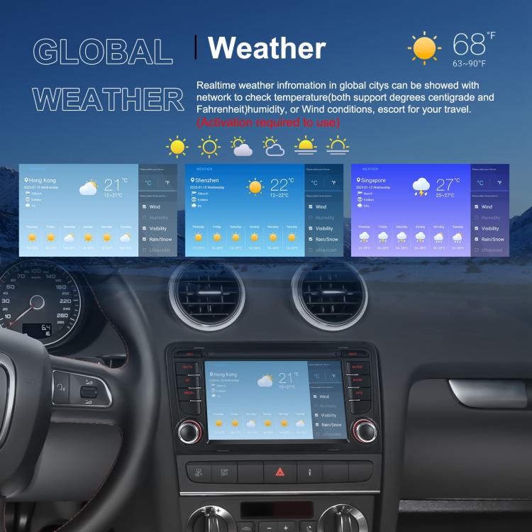 For Audi A3 8P 2003-2012 Android 15 7 inch Smart Central Control Car GPS Navigator Car MP5 Player