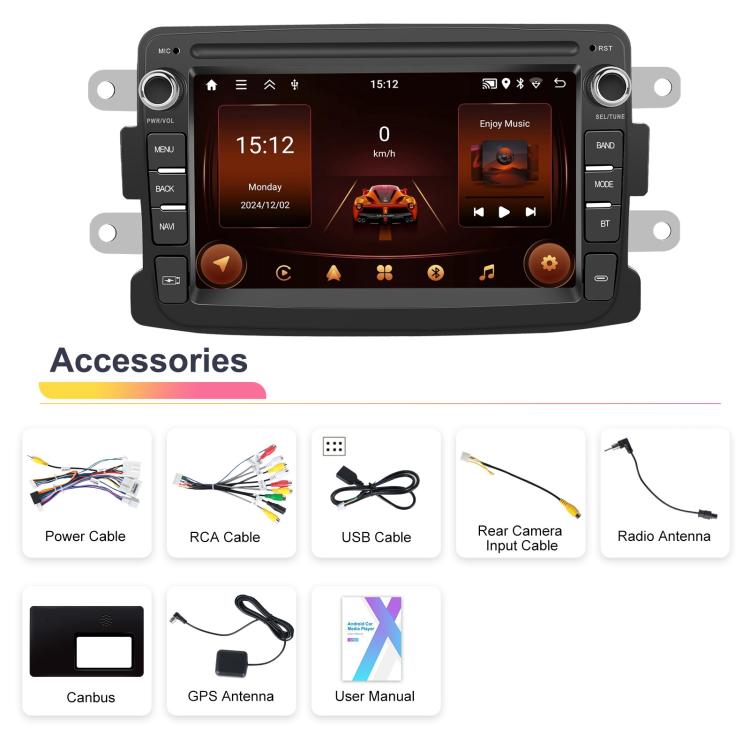 For Dacia Android 15 7 inch Wireless CarPlay Car Player Car Central Control Navigation Machine