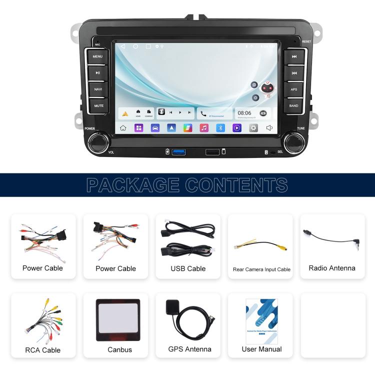 For Volkswagen Android 15 7 inch Horizontal Screen Car Player Car Central Control Navigation with Dual USB Ports