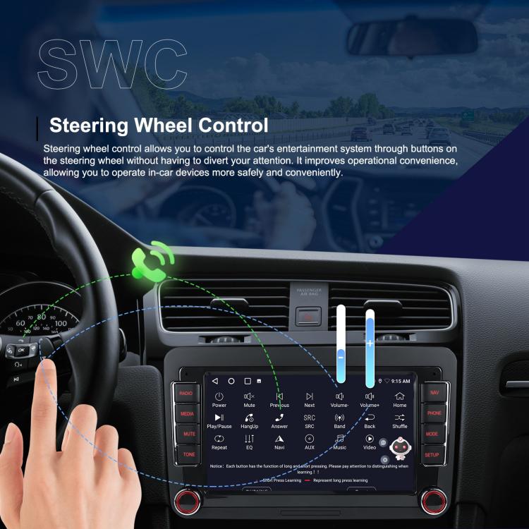 For Volkswagen Android 15 7 inch Horizontal Screen Car Player Car Central Control Navigation with Dual USB Ports