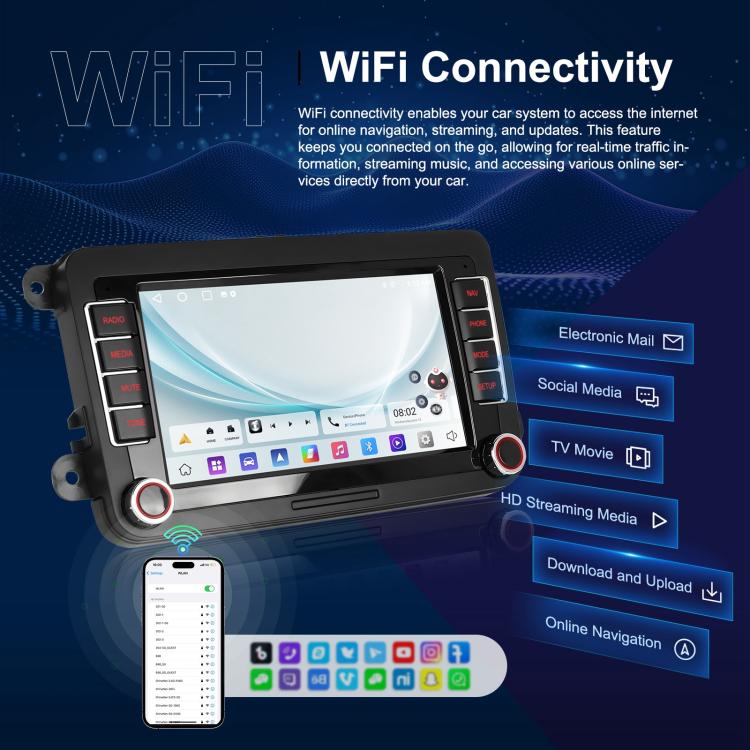 For Volkswagen Android 15 7 inch Horizontal Screen Car Player Car Central Control Navigation with Dual USB Ports