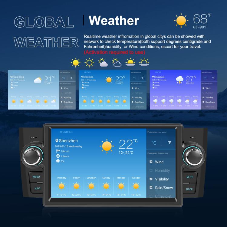 For Fiat Punto 2005-2009 Android 15 7 inch 4G+64G Car Central Control Audio Video Navigation