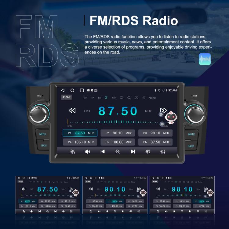 For Fiat Punto 2005-2009 Android 15 7 inch 4G+64G Car Central Control Audio Video Navigation