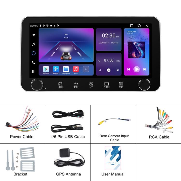 10.36 inch Screen Android 15 Car CarPlay Navigation Integrated Machine with Dual Knob