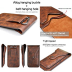 VIETAO Dual-Layer Pockets Crazy Horse Waist-Hanging Phone Bag