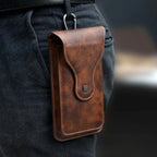 VIETAO Dual-Layer Pockets Crazy Horse Waist-Hanging Phone Bag