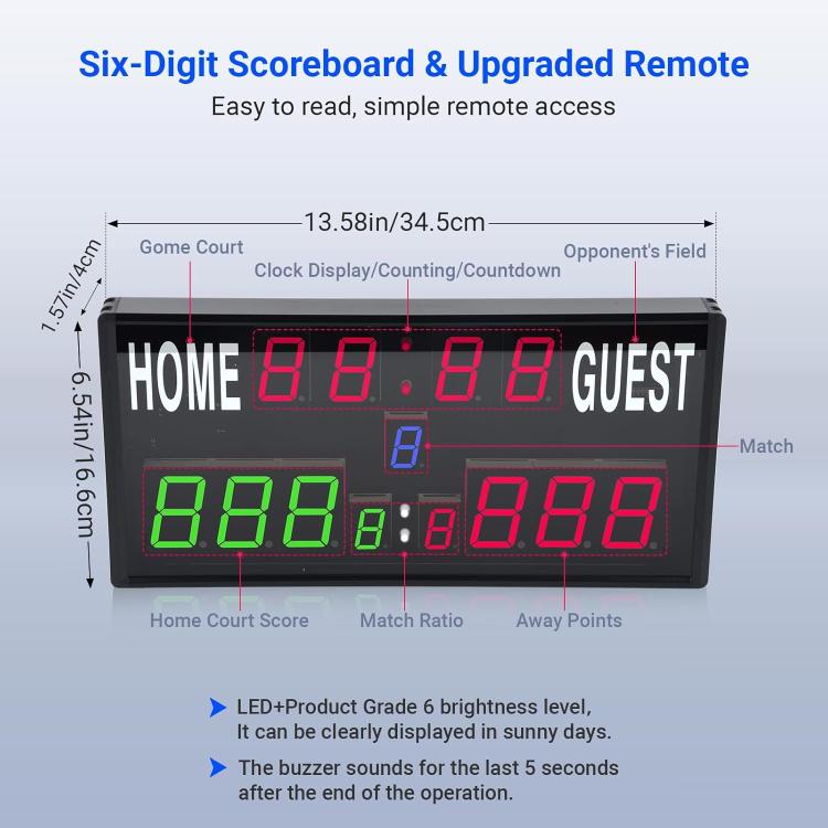 KYX--0030 13-digit LED Electronic Scoreboard Remote Control Multi-function Competition Timer