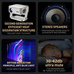 Cheerlux C6C Same Screen Version 1280x720P 180ANSI Bluetooth 5.1 Smart Projector, with Gimbal