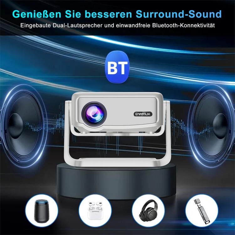 Cheerlux C6C Android Version 1280x720P 180ANSI Bluetooth 5.0 Smart Projector, with Gimbal