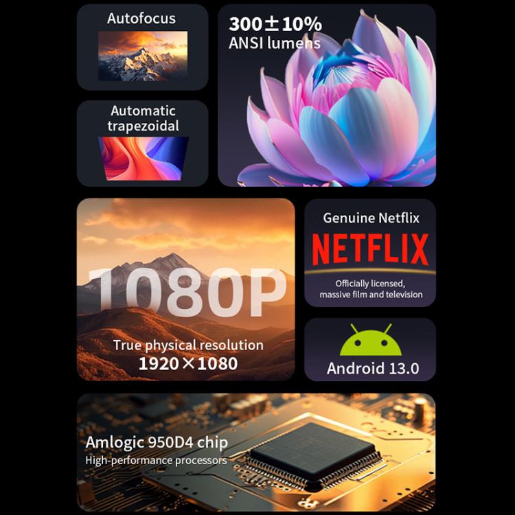 Cheerlux E2C Whale OS Version 1920x1080P 300ANSI Smart Projector