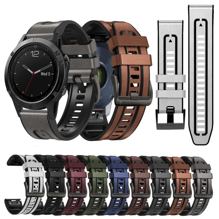 xDfind Leather Skin Silicone Quick Release Watch Band