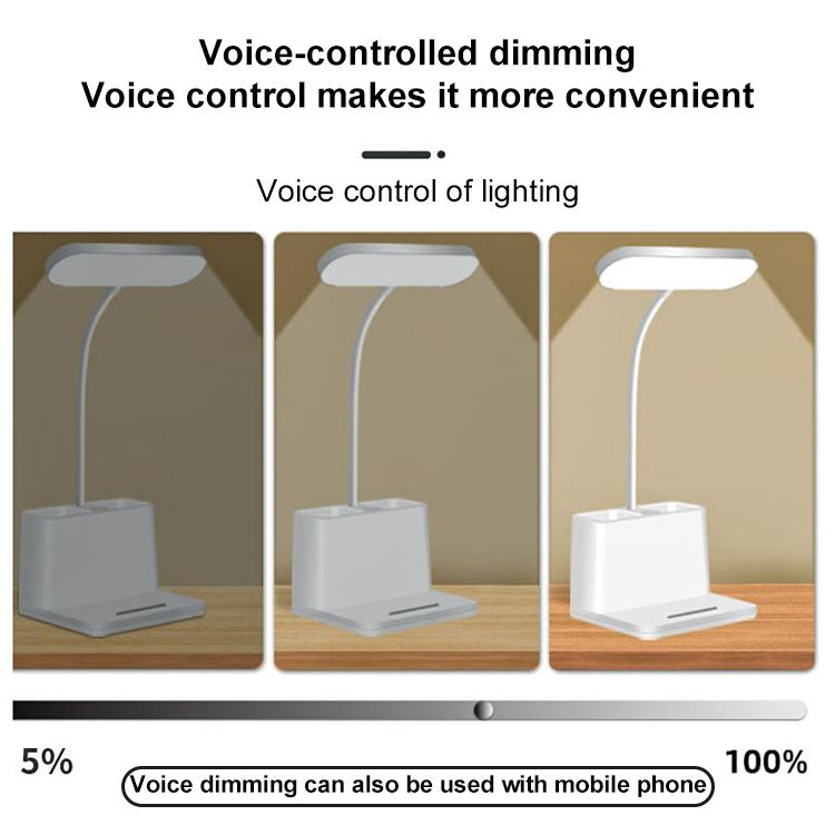 LED 3-color Pen Holder Desk Lamp Smart Voice Control Light