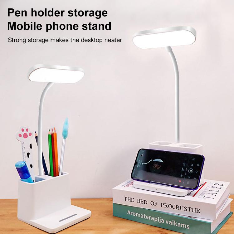 LED 3-color Pen Holder Desk Lamp Smart Voice Control Light