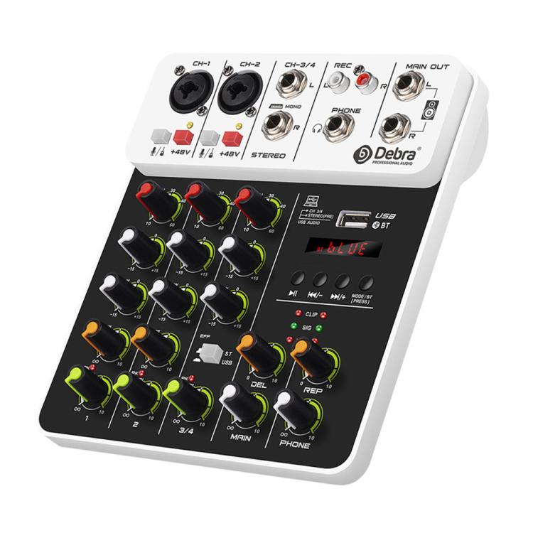DEBRA V4 4-Channels Audio Mixer with Reverb Sound Card for Live Streaming