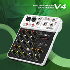 DEBRA V4 4-Channels Audio Mixer with Reverb Sound Card for Live Streaming