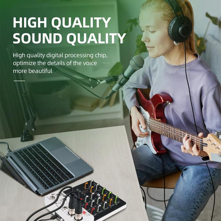 DEBRA V4 4-Channels Audio Mixer with Reverb Sound Card for Live Streaming