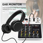 DEBRA V4 4-Channels Audio Mixer with Reverb Sound Card for Live Streaming