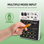 DEBRA V4 4-Channels Audio Mixer with Reverb Sound Card for Live Streaming