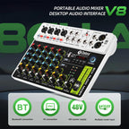 DEBRA V8 8-Channels Audio Mixer Live Recording Reverb