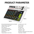 DEBRA V8 8-Channels Audio Mixer Live Recording Reverb