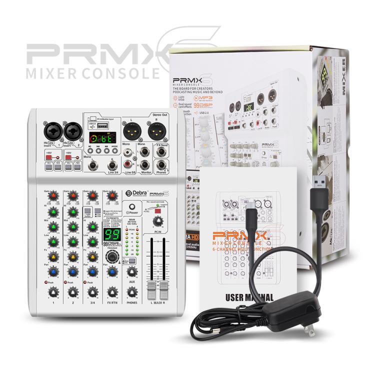 DEBRA PRMX-6 4-Channels Audio Mixer DSP Reverb for Live Recording