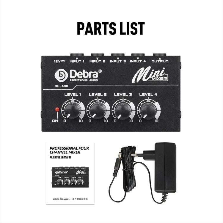 DEBRA M094 4-Channels Audio Mixer Musical Instrument Live Streaming Reverb