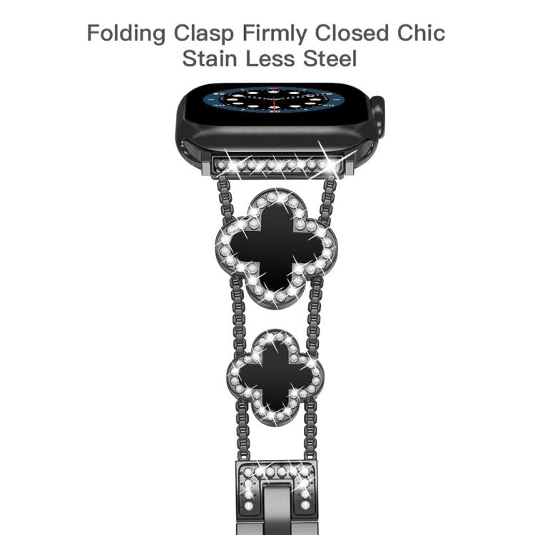 xDfind Four-leaf Clover Diamond Metal Watch Band