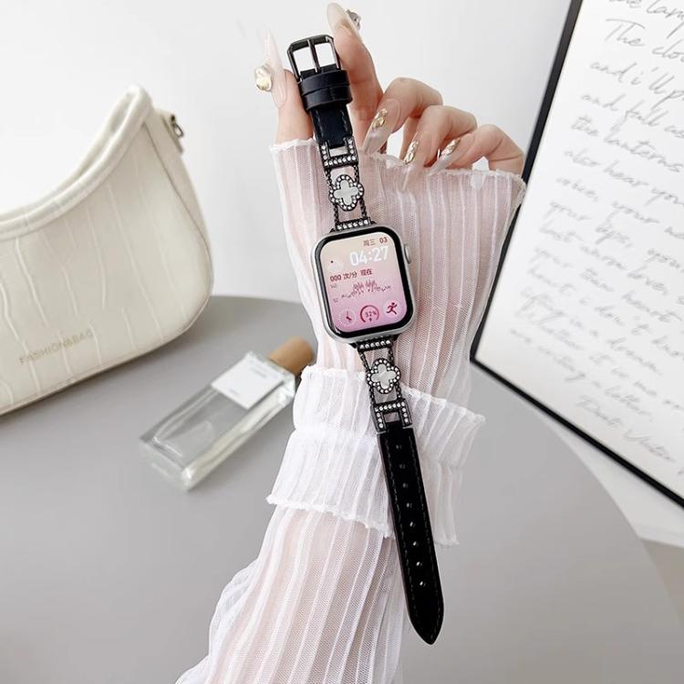 xDfind Four-leaf Clover Metal Hybrid Leather Watch Band