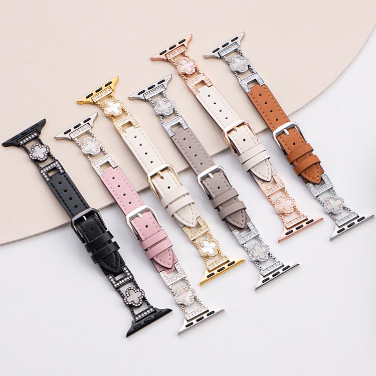 xDfind Four-leaf Clover Metal Hybrid Leather Watch Band