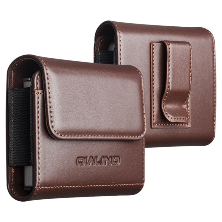 QIALINO Small Foldable Screen Universal Genuine Leather Phone Case