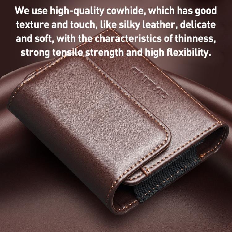 QIALINO Small Foldable Screen Universal Genuine Leather Phone Case
