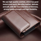 QIALINO Small Foldable Screen Universal Genuine Leather Phone Case