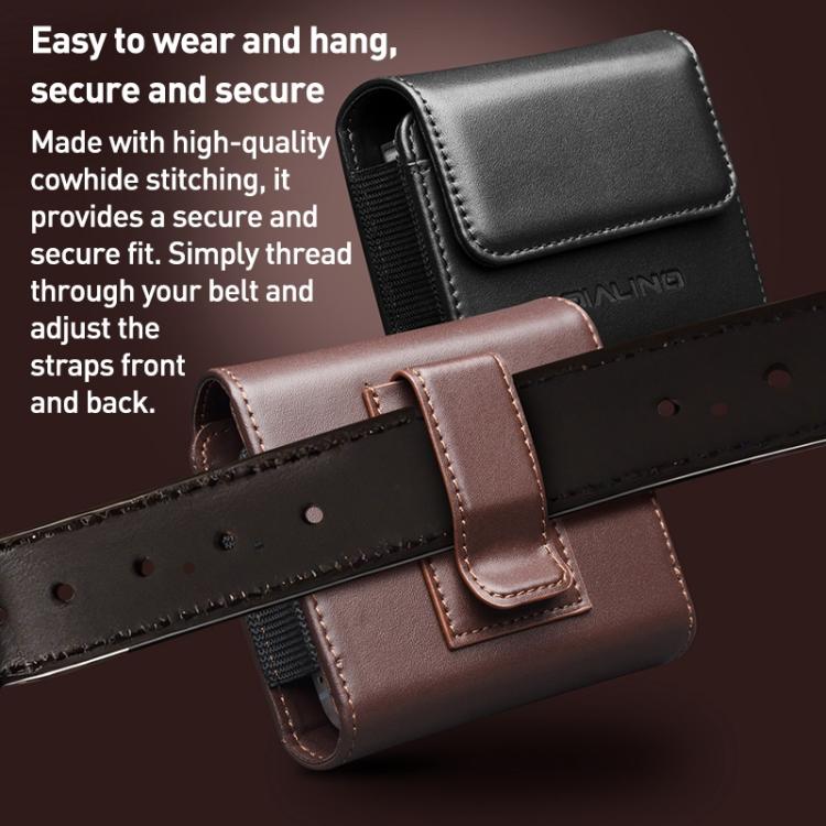 QIALINO Small Foldable Screen Universal Genuine Leather Phone Case