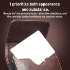 QIALINO Small Foldable Screen Universal Genuine Leather Phone Case