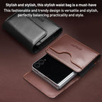 QIALINO Small Foldable Screen Universal Genuine Leather Phone Case