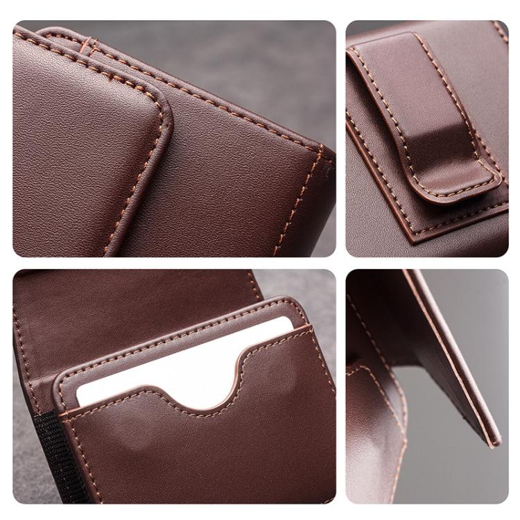 QIALINO Small Foldable Screen Universal Genuine Leather Phone Case