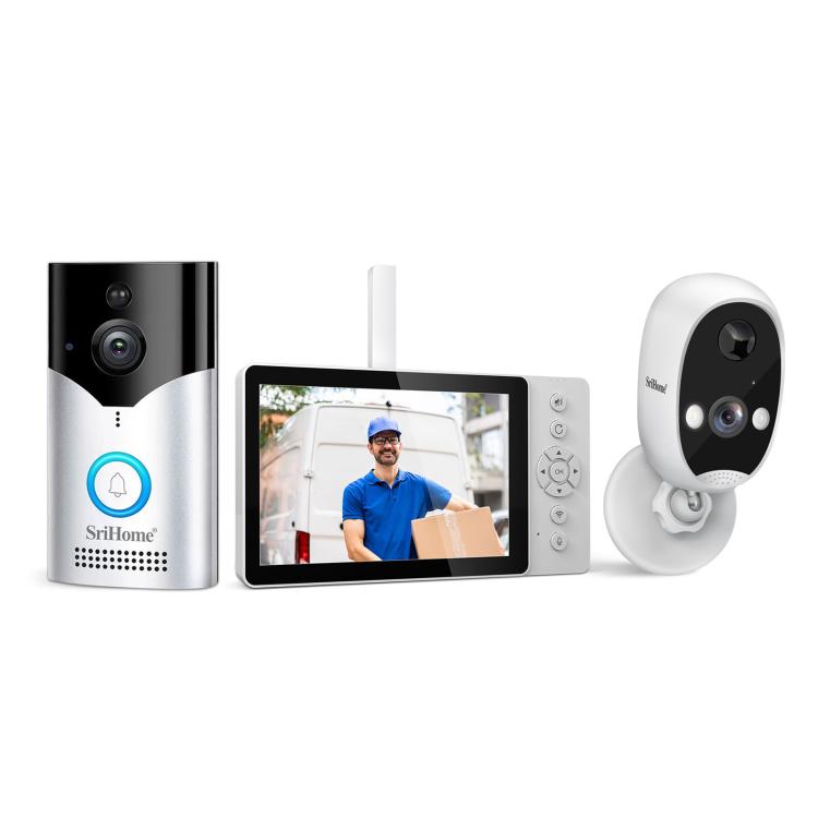 SriHome DH051+DH002+DH008 4MP HD Smart WiFi Video PIR Visual Doorbell Set
