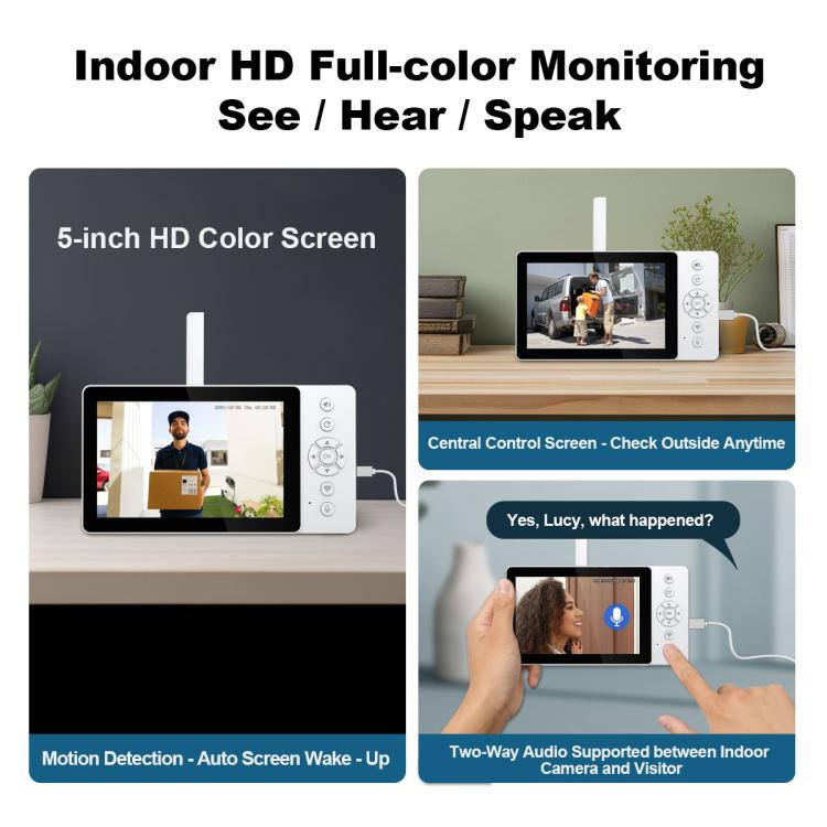 SriHome DH051+DH002+DH008 4MP HD Smart WiFi Video PIR Visual Doorbell Set