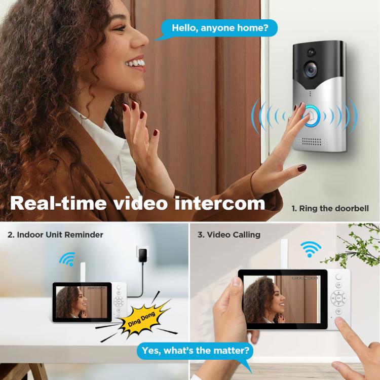 SriHome DH051+DH002+DH008 4MP HD Smart WiFi Video PIR Visual Doorbell Set