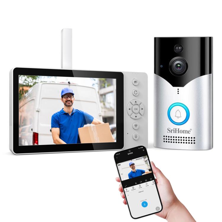 SriHome DH051+DH002 4MP HD Smart WiFi Video PIR Visual Doorbell Set