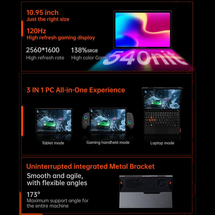 ONE-NETBOOK OneXPlayer X1 Air 10.95 inch Handheld Game Console, Windows 11 Intel Core Ultra 5 228V