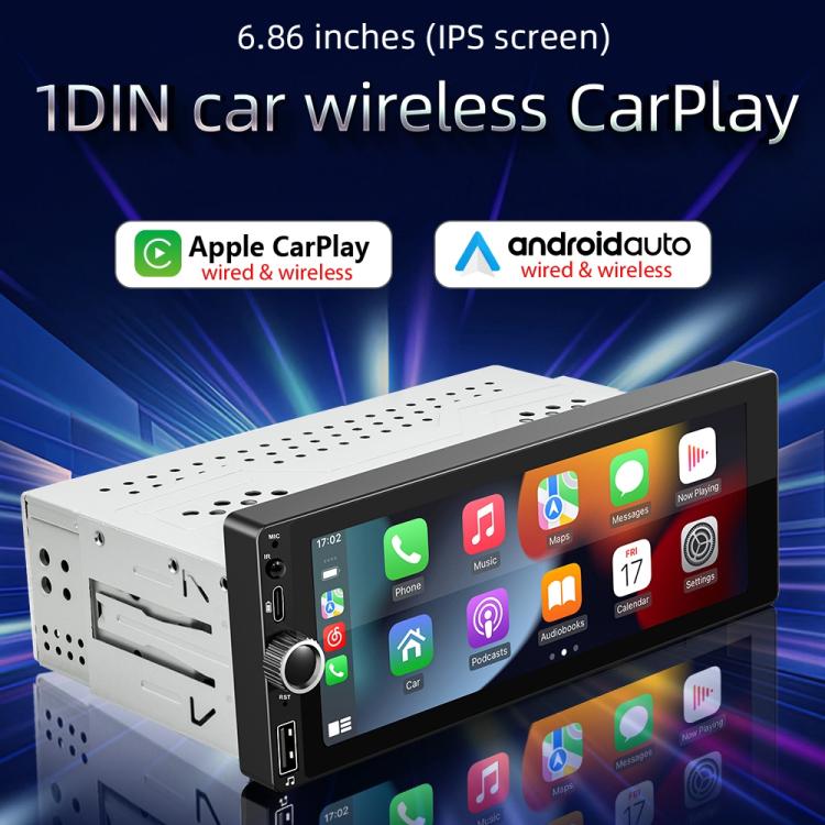 F6021 6.86 inch IPS Screen Car 1Din MP5 Player Support CarPlay & Android Auto