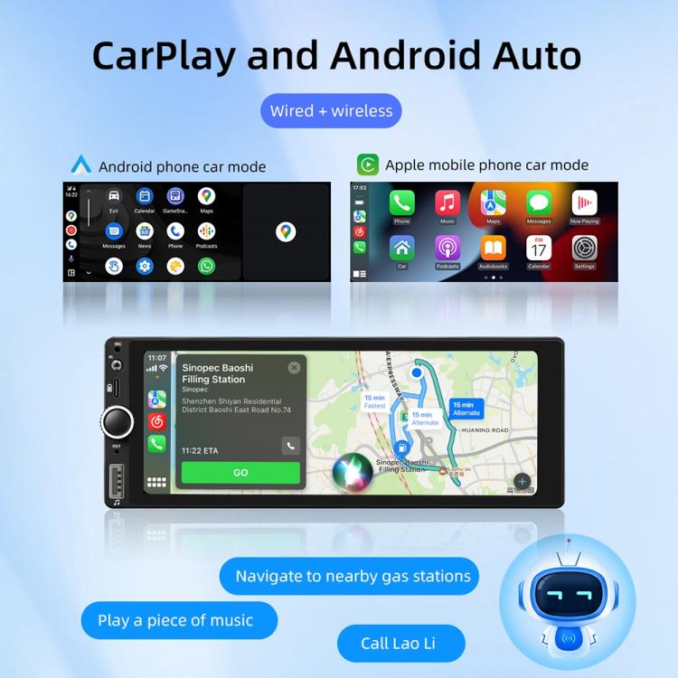 F6021 6.86 inch IPS Screen Car 1Din MP5 Player Support CarPlay & Android Auto