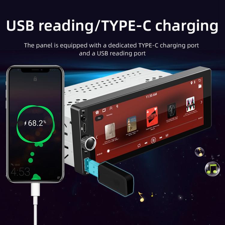 F6021 6.86 inch IPS Screen Car 1Din MP5 Player Support CarPlay & Android Auto