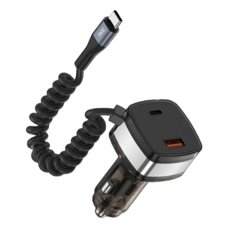 RBS CC21 90W USB-A and USB-C / Type-C Ports Car Charger with 1.2m Retractable Type-C Cable