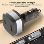 RBS CC21 90W USB-A and USB-C / Type-C Ports Car Charger with 1.2m Retractable Type-C Cable