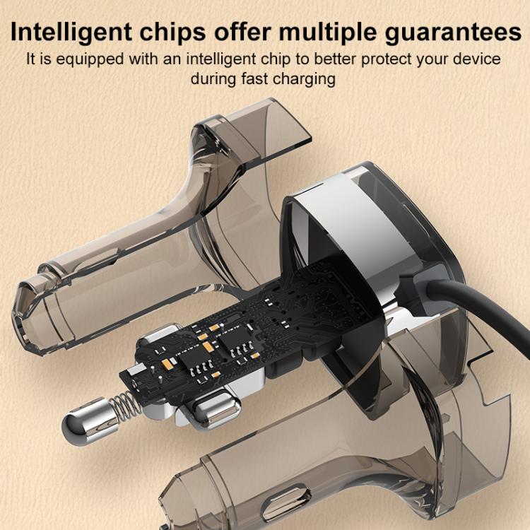 RBS CC21 90W USB-A and USB-C / Type-C Ports Car Charger with 1.2m Retractable Type-C Cable